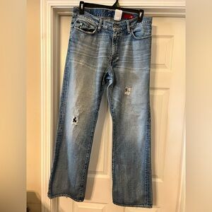 Men's EXPRESS X2 Light Blue Distressed  Size  34 x 32 Jeans